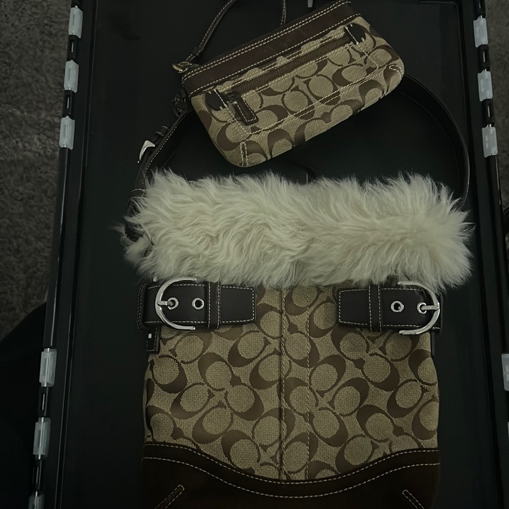 THINK HOLIDAY PARTIES, COACH PURSE WITH FUR